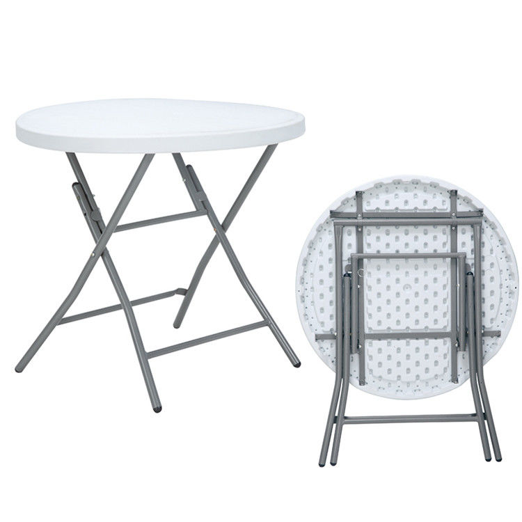 Mail Packing Portable Round Plastic Metal Folding Dining Table for Modern Design Style