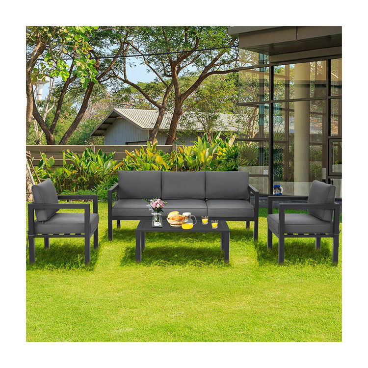 AJUNION 4 Piece Patio Furniture Seating Set Aluminum Outdoor for Modern Design Style