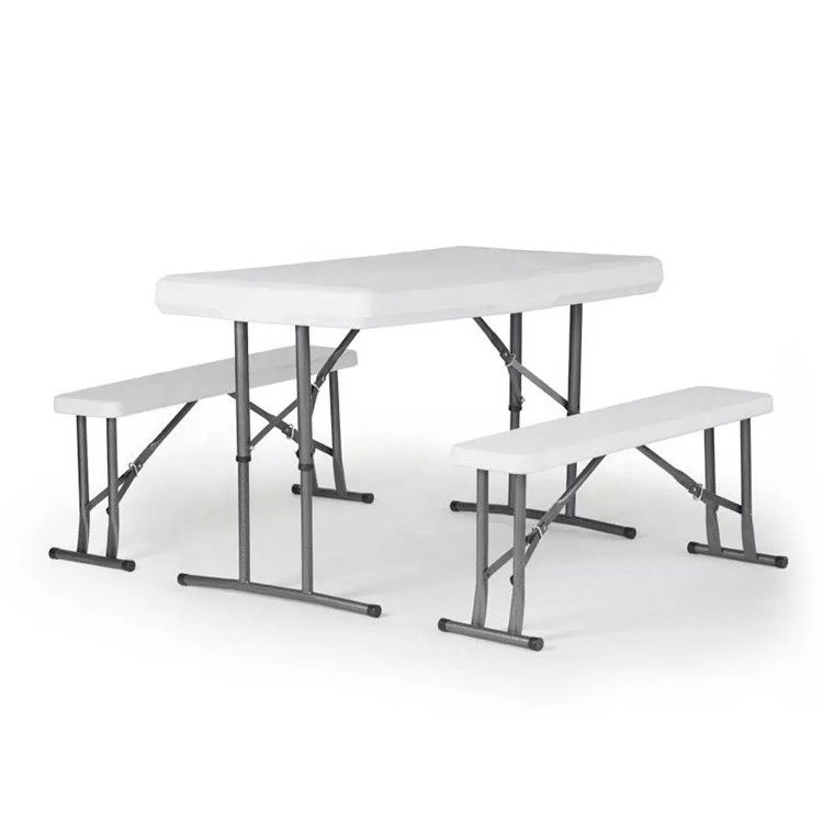 Outdoor Furniture Plastic Metal Folding Picnic Dining Table Chair Bench Set for Garden