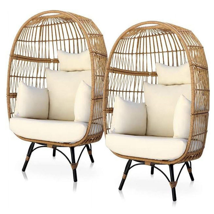 Outdoor Iron Frame Wicker Rattan Round Bird Nest Swing Egg Chair for Courtyard Garden