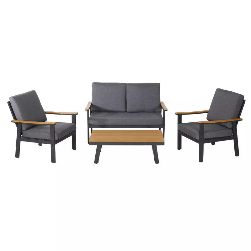 Specific Garden Sofa AJUNION 4 Piece Aluminum Outdoor Furniture Set with Coffee Table