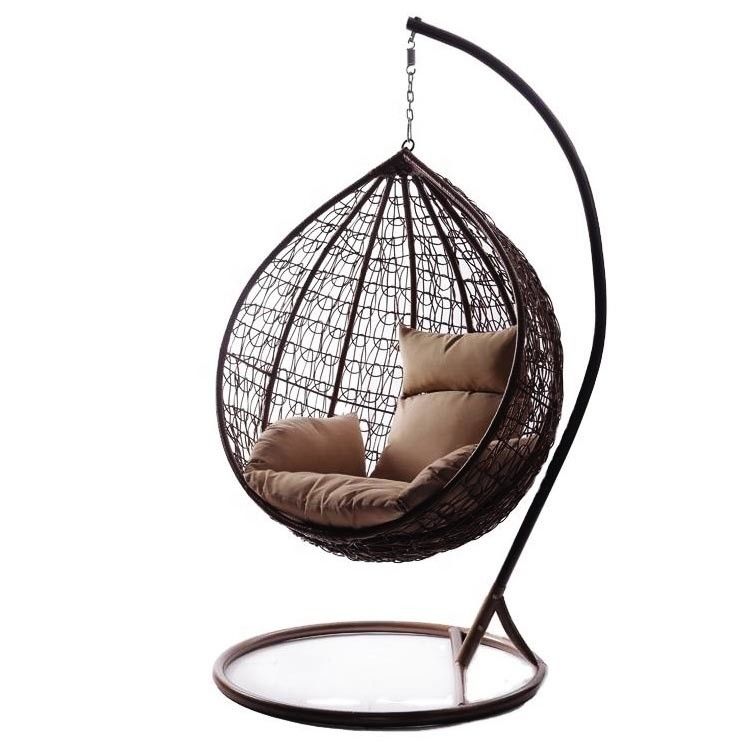 Outdoor Balcony Garden Living Room Hanging Swing Egg Chair with PE Wicker Rattan Design