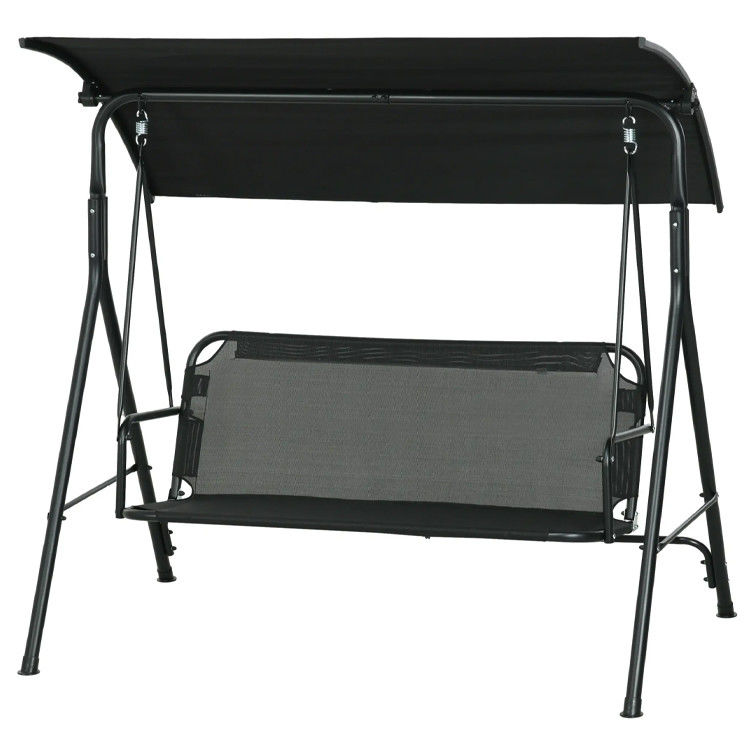 Waterproof Canopy Outdoor Patio Swing Chair Sets for 3 People in Modern Farmhouse Style