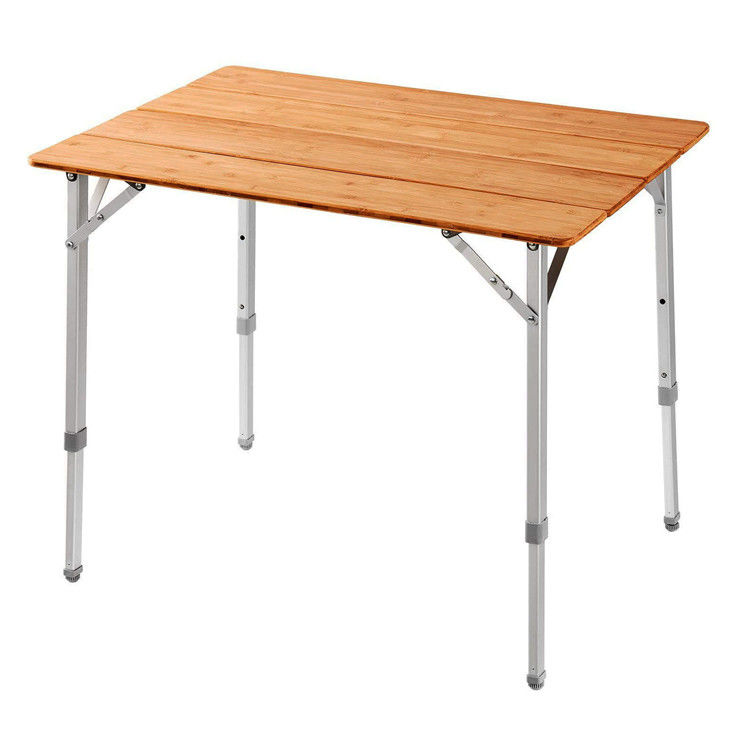 100*65cm Tabletop Bamboo Wooden Metal Folding Picnic Dining Table for Outdoor Camping