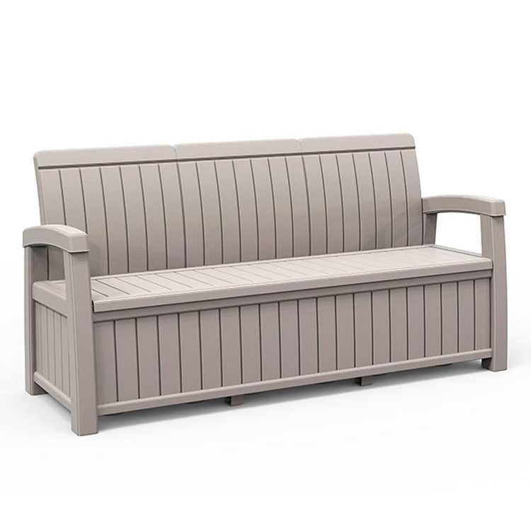Hotel Outdoor Home Weather-Proof Armchair Plastic 3 Seater Sofa Bench with Storage Box