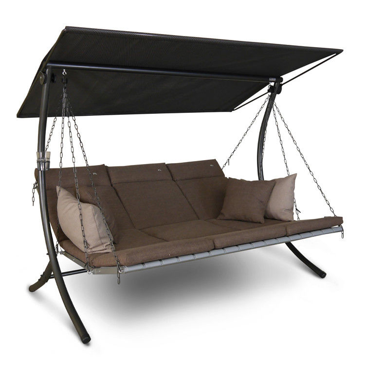 Garden Balcony Beach Pool 3-Seater Hammock with Metal Lounge Swinging Chair and Cushion