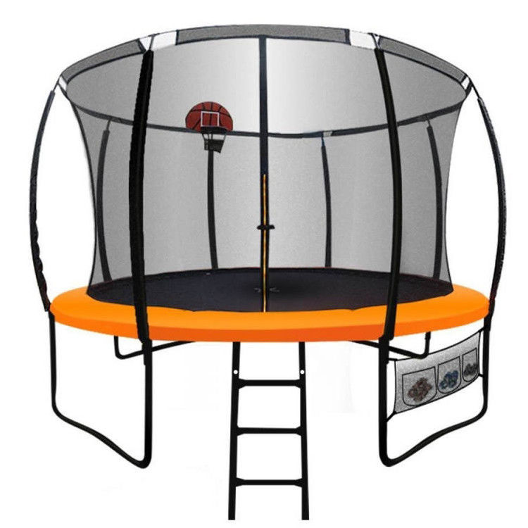 Outdoor Garden Kids Children Fitness Jumping Bed Round Trampoline With Basketball Goal Safety Net
