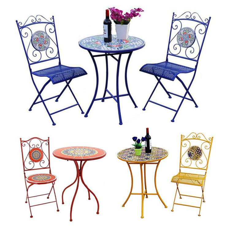 European Outdoor Bistro Set for Balcony Small Three-Piece Table And Chair Garden