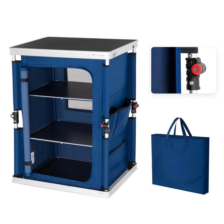 General Outdoor Furniture Camping Foldable Cooking Table with Storage Organizer Cabinet
