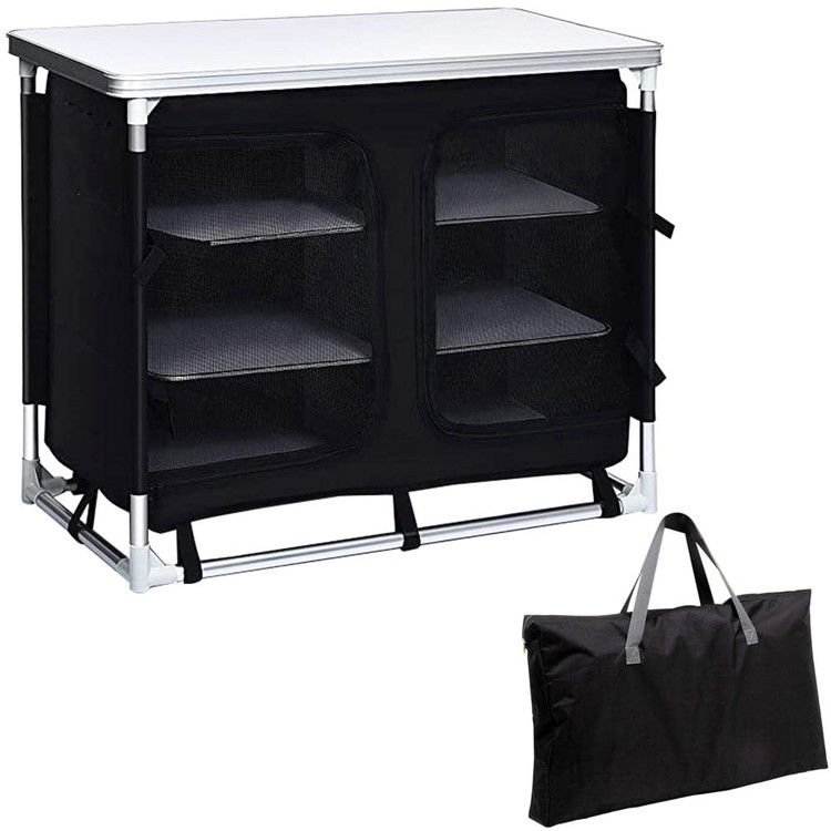 Outdoor Garden Patio Metal Picnic Storage Organizer Cabinet Cooking Camping Kitchen Table