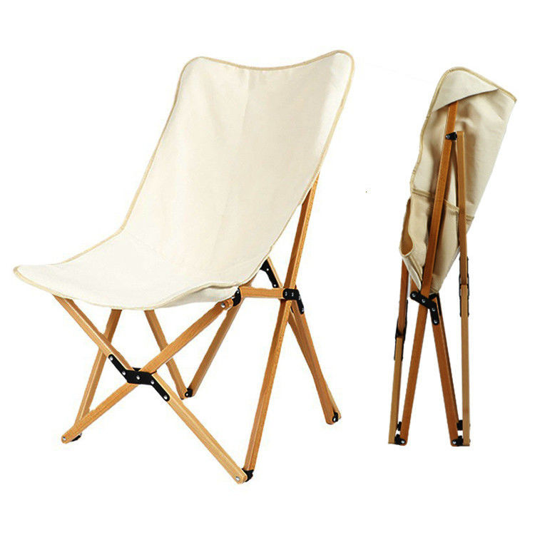 Ultralight Beech Wood Frame Chair Portable Folding Butterfly Camping Chair for Adults