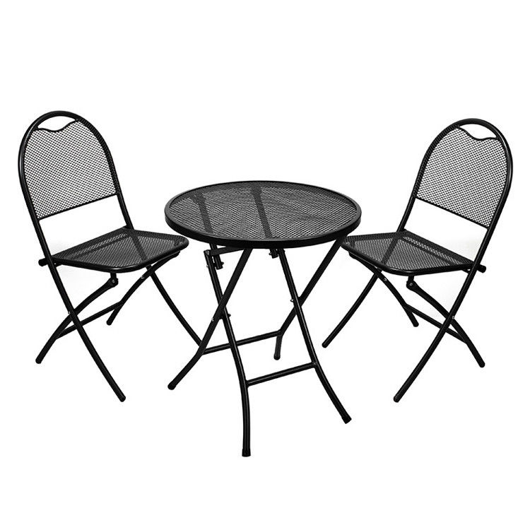 Outdoor Cafe Bistro Patio Custom Logo Dining Table and Chair Sets with Stackable Design