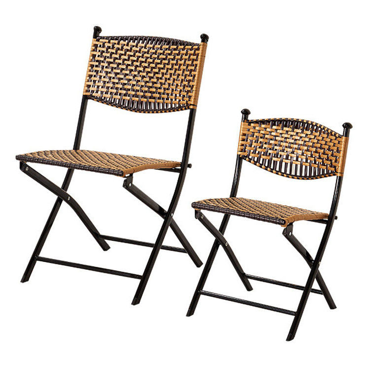 Outdoor Metal Woven Pe Artificial Rattan Folding Chair for School Party Banquet Event