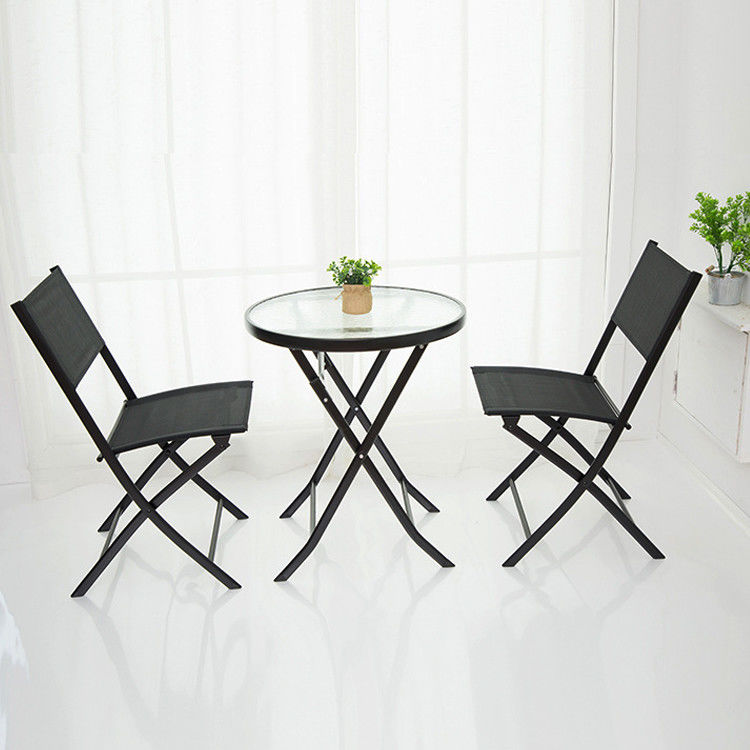 Embroidery or Printing Metal Glass Patio Dining Set for Outdoor Bistro Balcony Cafe