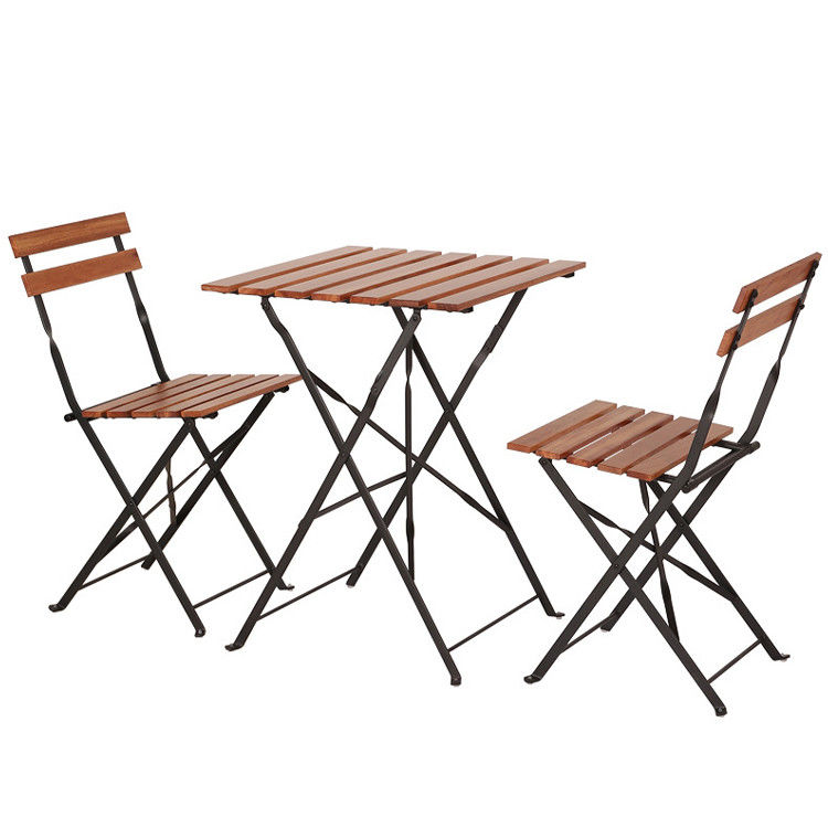 Custom Logo Villa Outdoor Folding Bistro Table and Chairs Set for Leisure on Balcony Patio