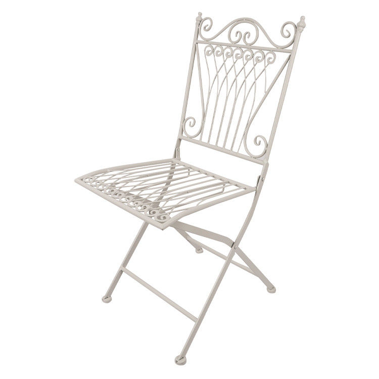 Transparent Outdoor Garden Bistro Cafe Vintage Square Metal Wrought Iron Folding Dining Chairs